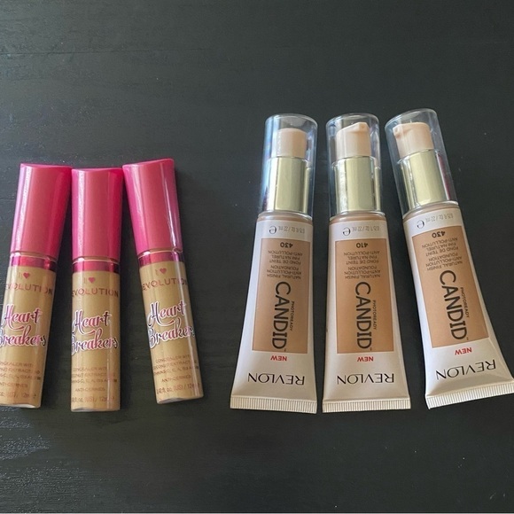 NWT-MAKEUP-3 REVLON FOUNDATION AND 3 I ❤️ REVOLUTION CONCEALER - Picture 1 of 8